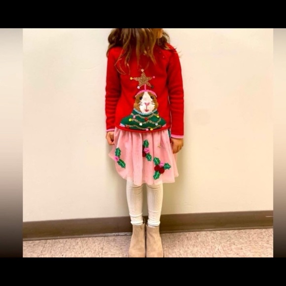 Mini Boden Red Festive Guinea Pig Holiday Sweater 7/8 - Picture 8 of 9